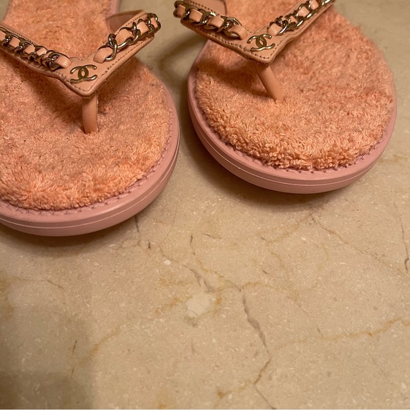 Chanel pink at the pool sandals thong flip flops size 6 36 - Picture 8 of 15
